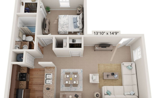 1 bed, 1 bath, 677 sqft, $1,168