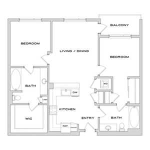 2 beds, 2 baths, 1,086 sqft, $4,509