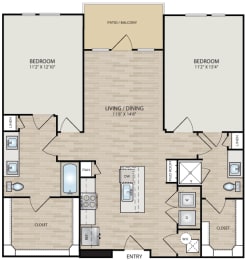 2 beds, 2 baths, 1,221 sqft, $2,713