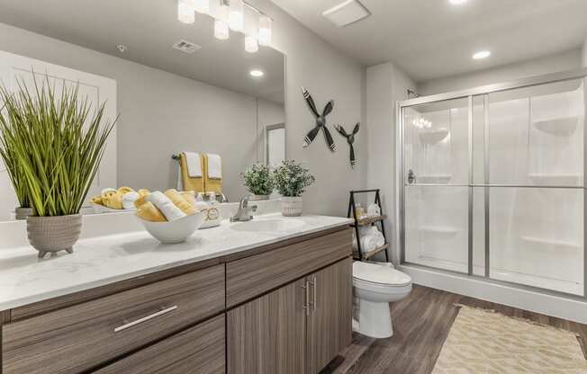 Bathroom at V on Broadway Apartments in Tempe AZ November 2020 (2)