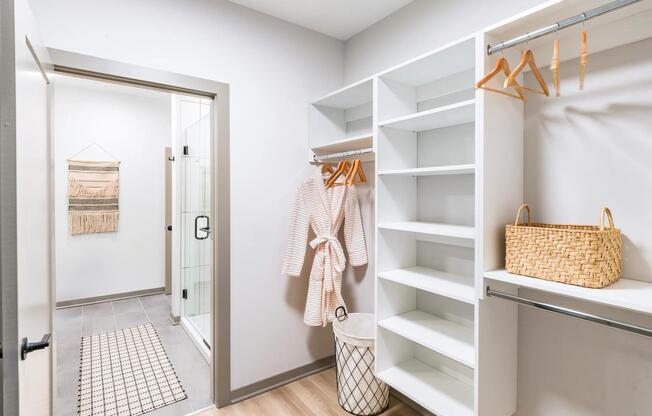 Custom built-ins and an oversized layout add everyday ease to your spacious closet.