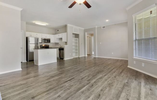 Open living room & kitchen area