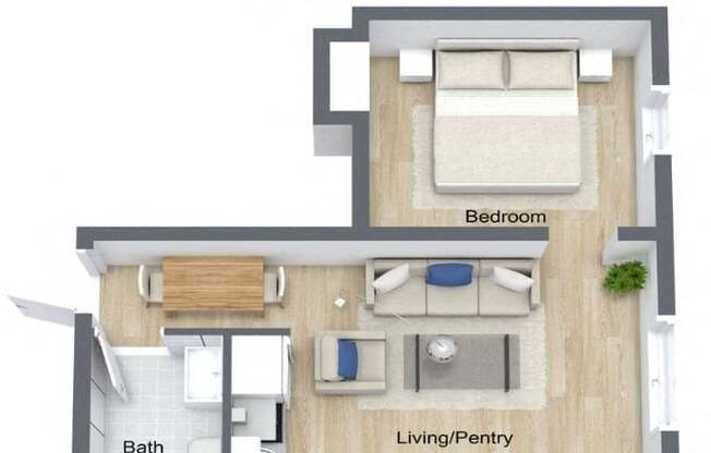 1 bed, 1 bath, 511 sqft, $1,132