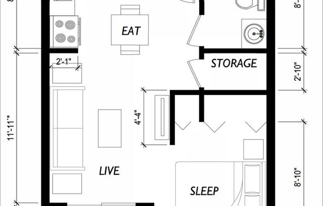 Studio, 1 bath, 480 sqft, $1,445, Unit 328