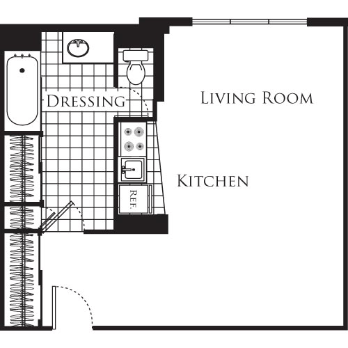 Studio, 1 bath, 515 sqft, $1,942, Unit 824