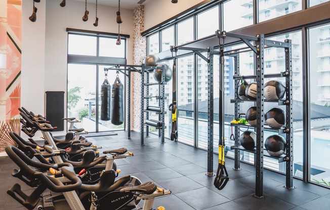 Enjoy convenient access to our 24-hour, club-quality, on site fitness center with GymRax outdoor fitness system.