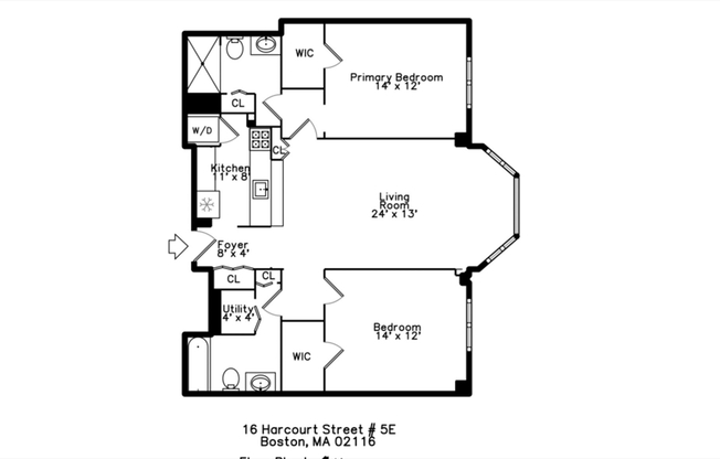 2 beds, 2 baths, 1,100 sqft, $4,900, Unit 6E