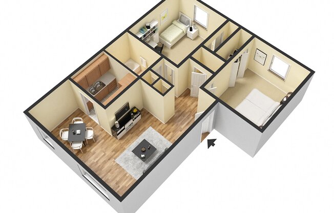 2 beds, 1 bath, 800 sqft, $865