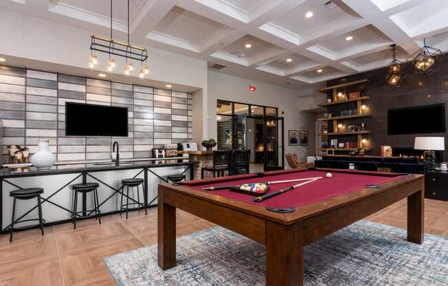 Sports Lounge With Billiards Table at Windsor Castle Hills, Carrollton, TX