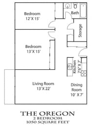 2 beds, 1 bath, 1,050 sqft, $1,340