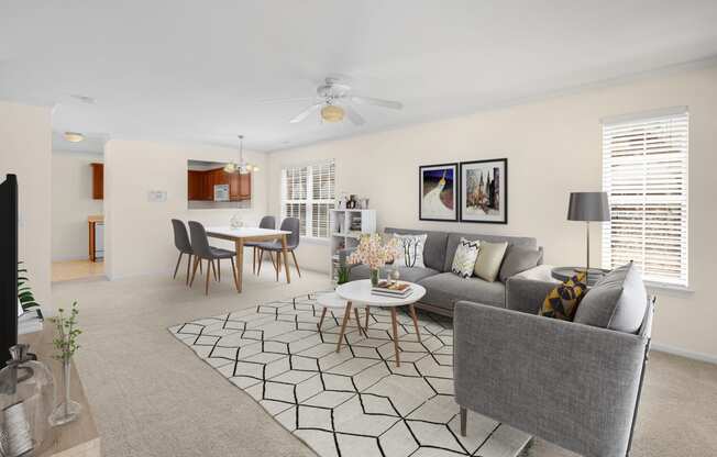 Living Area With Dining View at Mainstreet Village, Novi