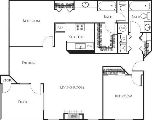 2 beds, 2 baths, 1,152 sqft, $2,530, Unit 204