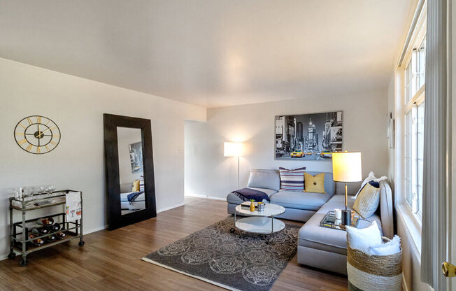 Bright and open living area in our townhomes