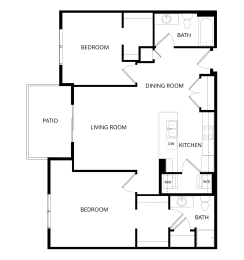 2 beds, 2 baths, 1,064 sqft, $1,300