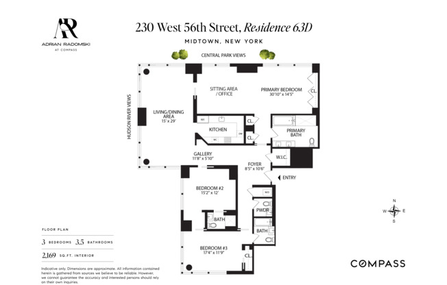 3 beds, 3.5 baths, 2,169 sqft, $22,500, Unit 63D