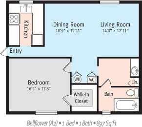 1 bed, 1 bath, 897 sqft, $1,300