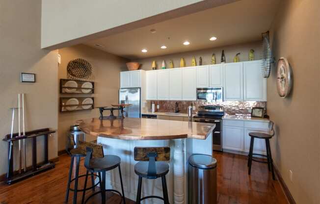 This is a photo of the clubhouse kitchen area at Nantucket Apartments in Loveland, Ohio.