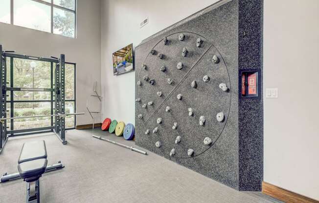 Berkshire Ninth Street fitness with rock climbing wall