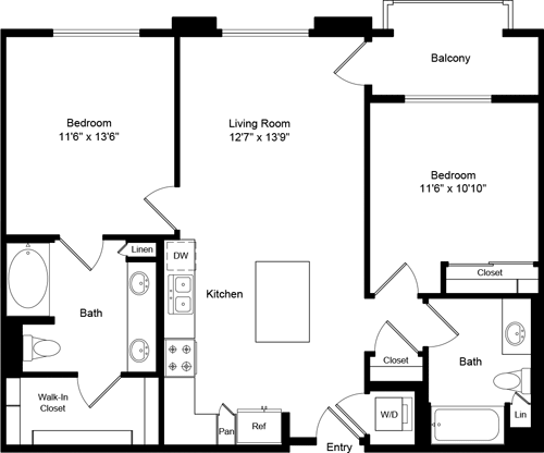 2 beds, 2 baths, 1,012 sqft, $3,573, Unit 1132