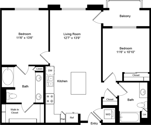 2 beds, 2 baths, 1,012 sqft, $3,553