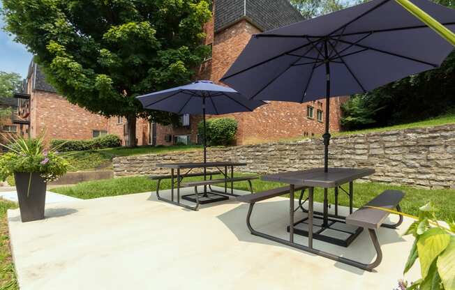 This is a photo of the picnic area at Romaine Court Apartments in the Oakley neighborhood of Cincinnati, Ohio.