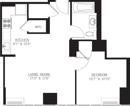 1 bed, 1 bath, 667 sqft, $4,644, Unit 24J