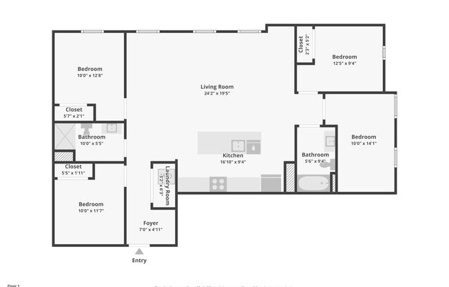 4 beds, 2 baths, 1,436 sqft, $4,125, Unit APT 401