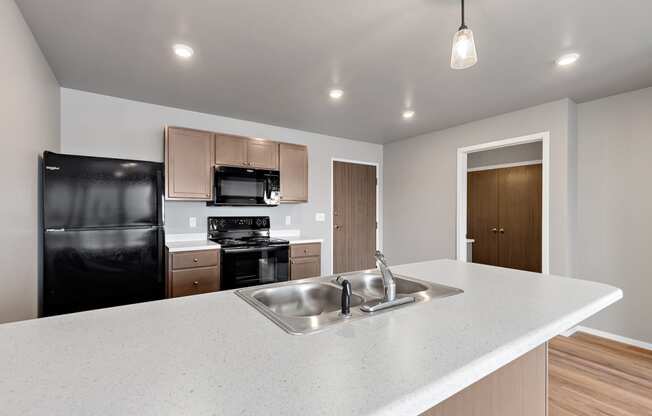 kitchen with black appliances