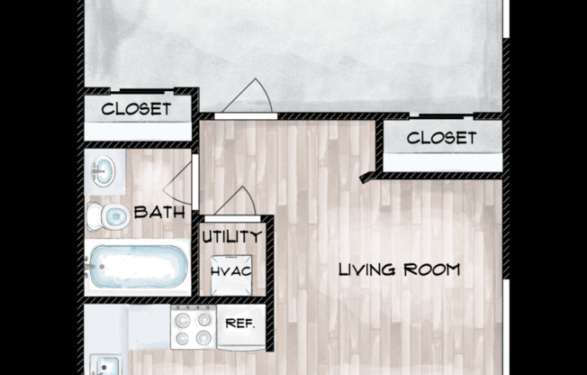 1 bed, 1 bath, 605 sqft, $899