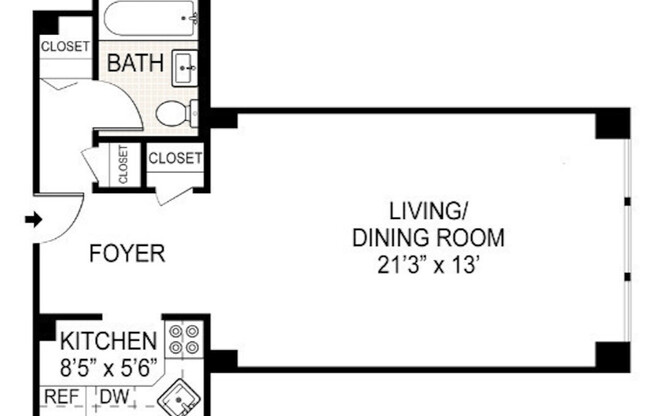 Studio, 1 bath, $3,500, Unit 9E