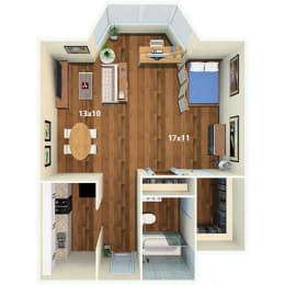 Studio, 1 bath, 735 sqft, $1,390