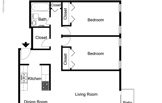 2 beds, 1 bath, 866 sqft, $1,520