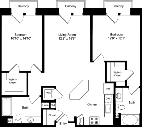 2 beds, 2 baths, 1,072 sqft, $4,323, Unit 2406