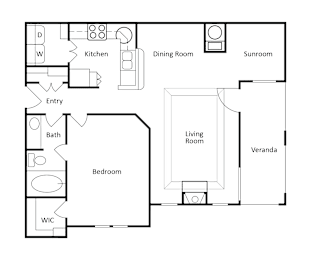 1 bed, 1 bath, 884 sqft, $1,252