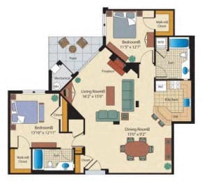 2 beds, 2 baths, 1,218 sqft, $3,449