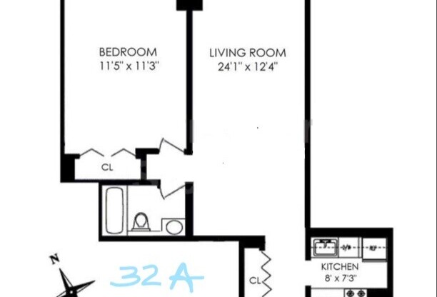 1 bed, 1 bath, 702 sqft, $4,800, Unit 32A