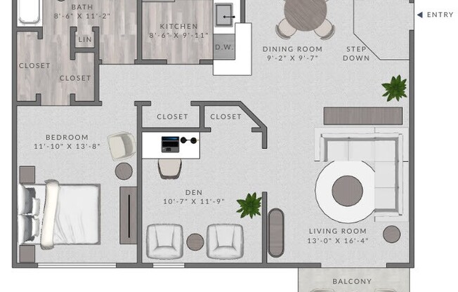 1 bed, 1 bath, 1,003 sqft, $2,508