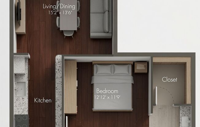 1 bed, 1 bath, 764 sqft, $2,001