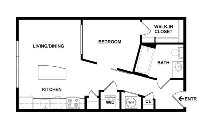 Studio, 1 bath, 583 sqft, $1,239