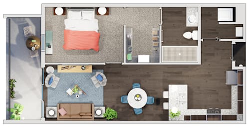 1 bed, 1 bath, 897 sqft, $1,040