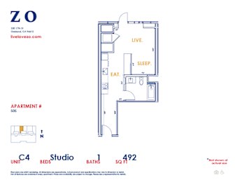 Studio, 1 bath, 492 sqft, $2,210