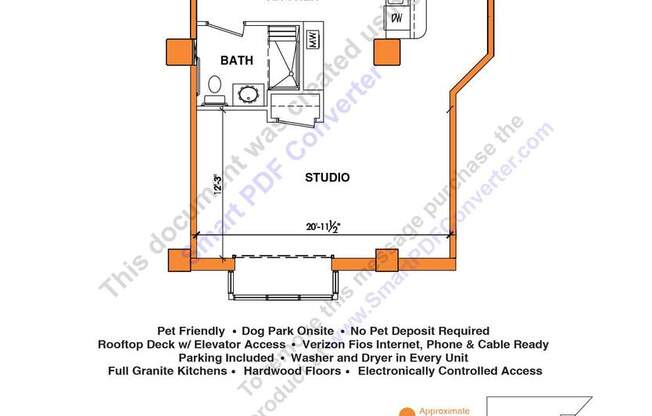 Studio, 1 bath, 574 sqft, $1,195, Unit APT 2F