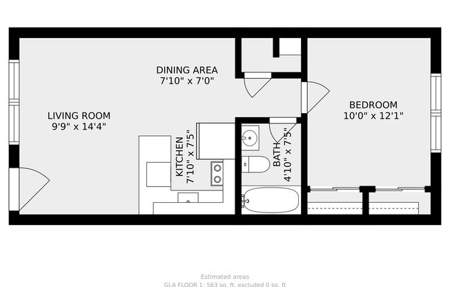 1 bed, 1 bath, 517 sqft, $925, Unit 14