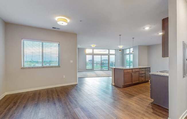 Large kitchen and living space at WH Flats