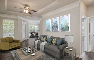 Living Room space at Cambridge Square in Overland Park, KS