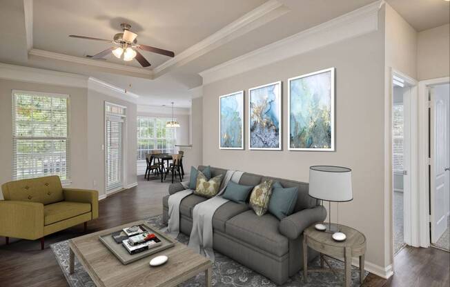 Living Room space at Cambridge Square in Overland Park, KS