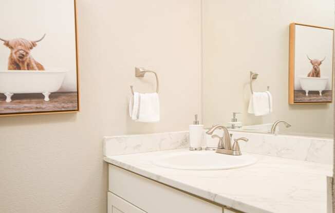 Bathroom with Mirror at Arbor Park Apartments, Jackson, MS, 39209