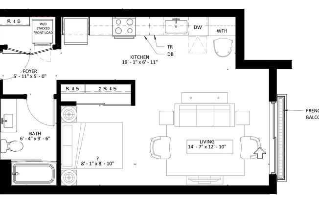 Studio, 1 bath, 572 sqft, $1,240, Unit 344