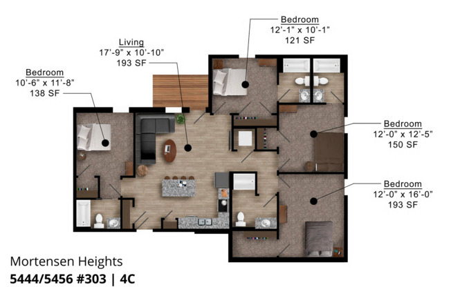 4 beds, 4 baths, 1,428 sqft, $2,200, Unit 303