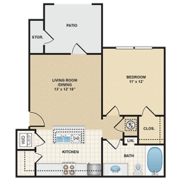 1 bed, 1 bath, 598 sqft, $1,355